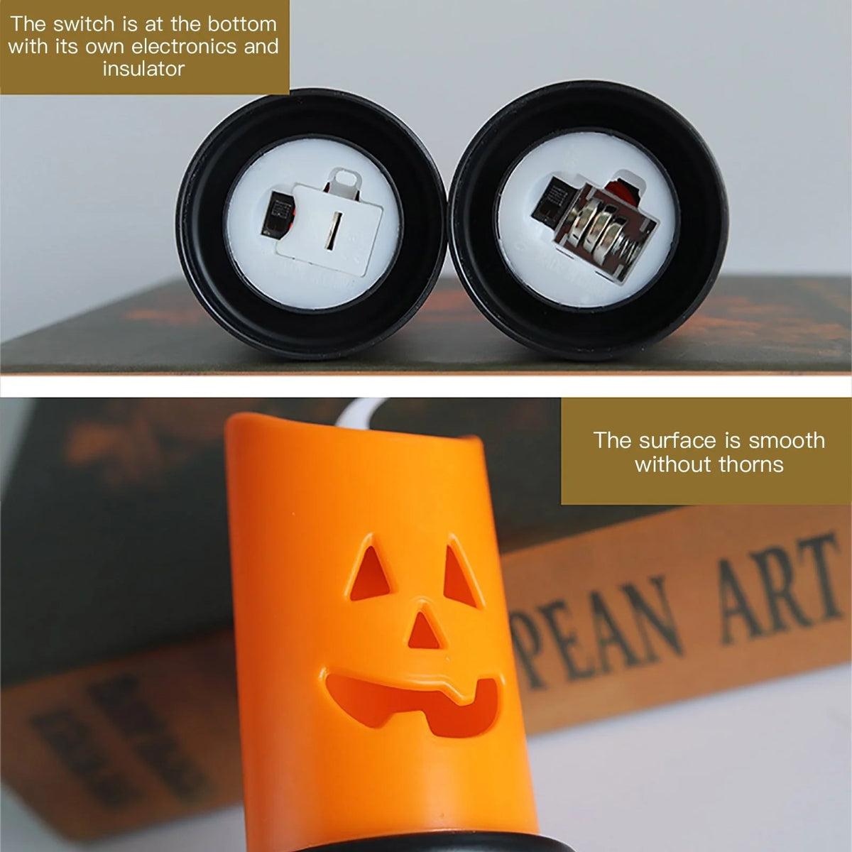 Pumpkin LED Candle Battery-Powered Flameless Ghost Face