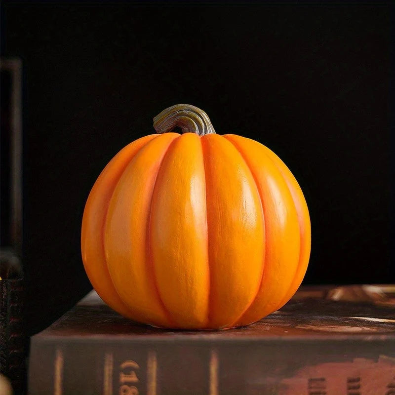Pumpkin Ornament Carved Skull Textured Resin