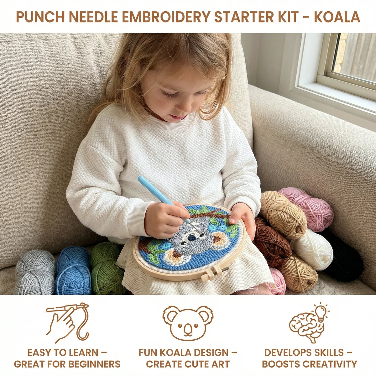 Punch Needle Kit Adjustable Loop & Pre Printed Patterns