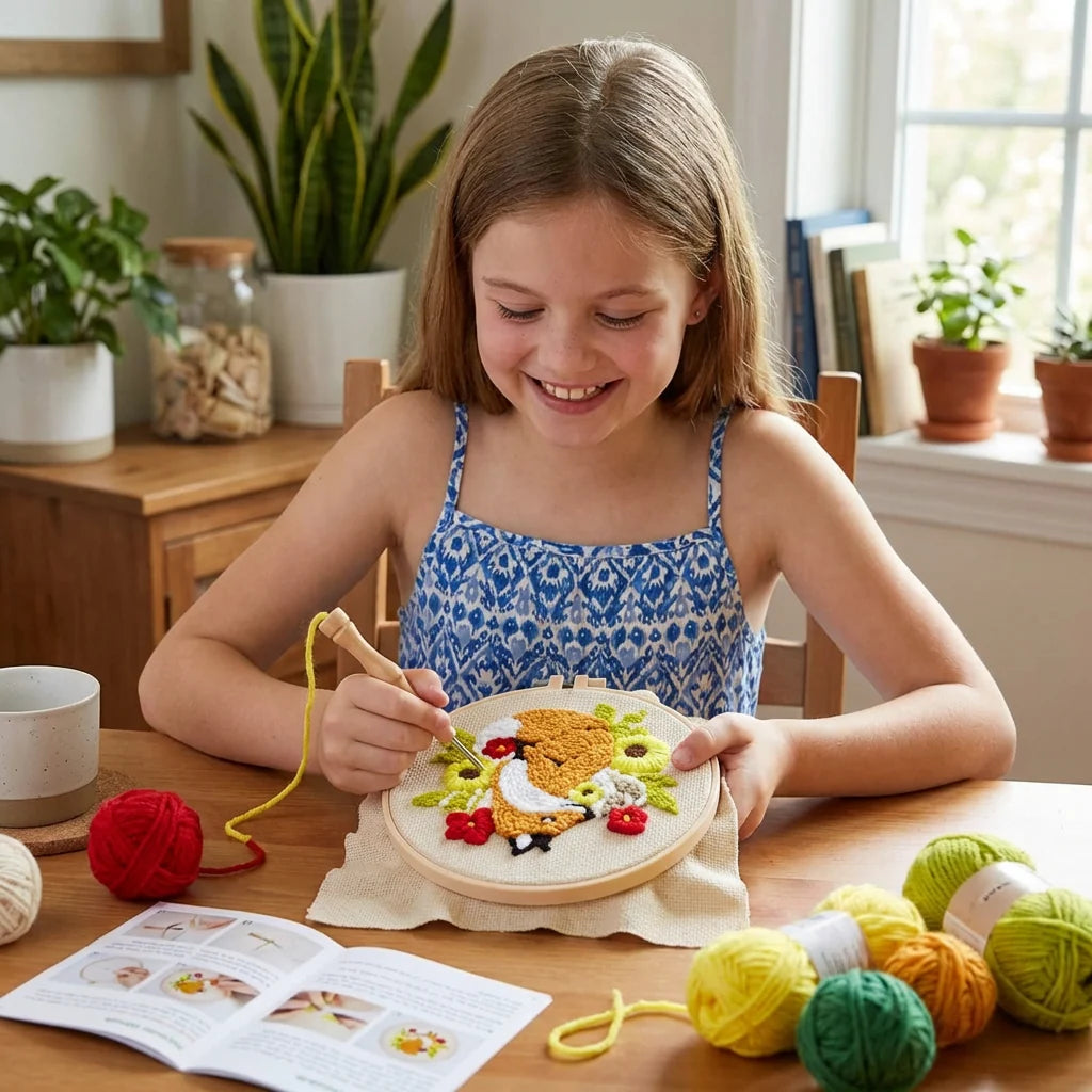 Punch Needle Kit Adjustable Loop & Pre Printed Patterns