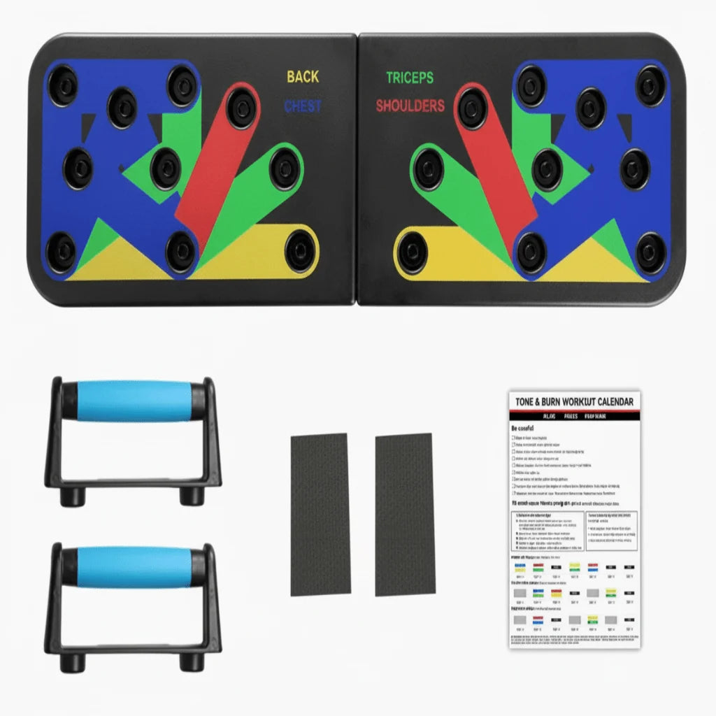 Push-Up Board Color-Coded Grip Positions Compact Portable Design