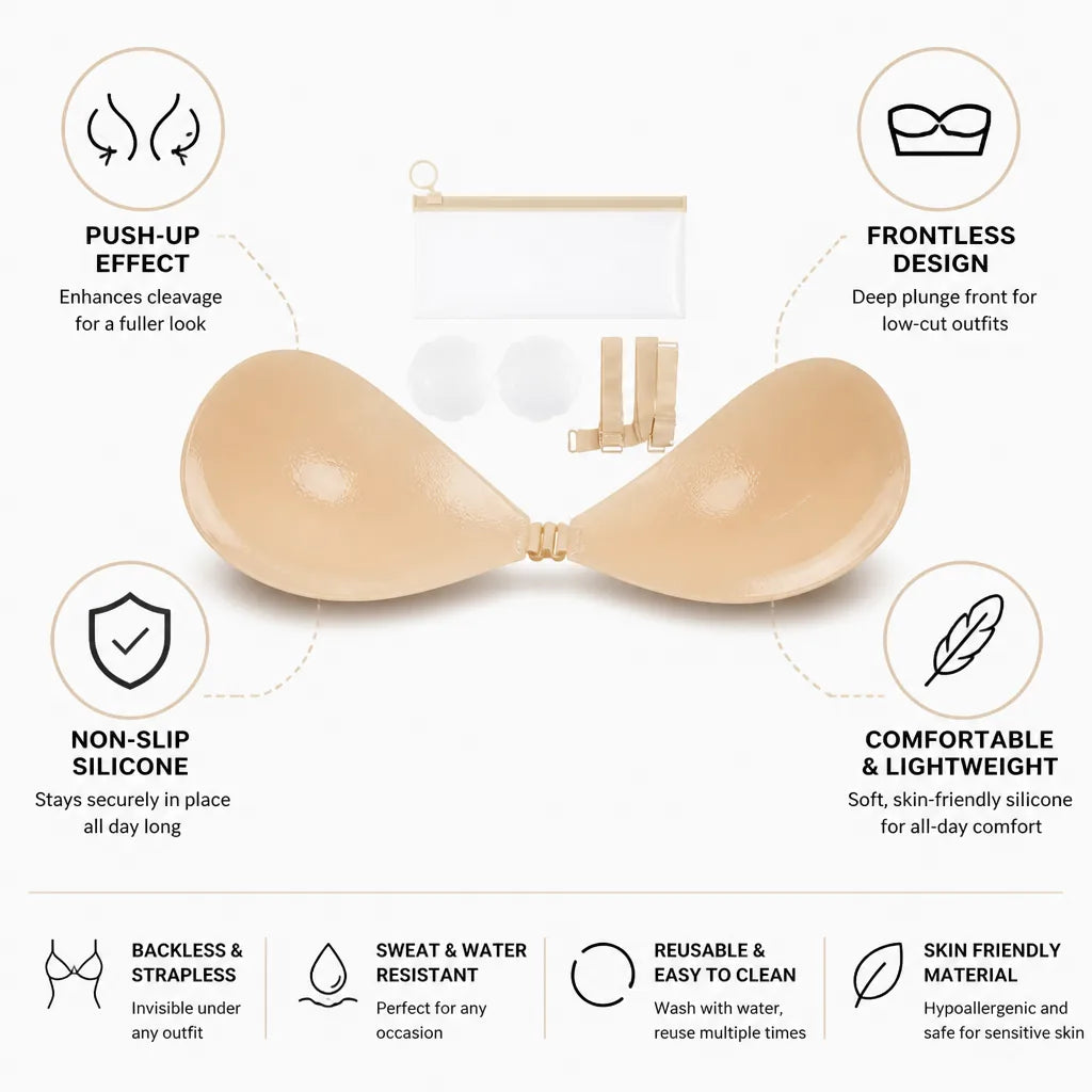 Push-Up Bra Frontless Non-Slip Silicone