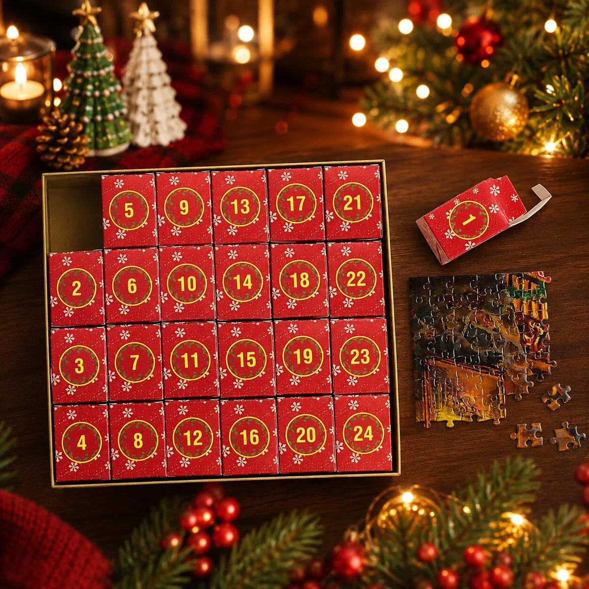 Puzzle Advent Calendar 1,008 Pieces 24 Daily Compartments