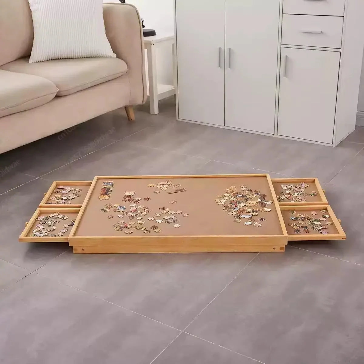 Puzzle Table Folding Wooden 1500 Piece 4 Drawers