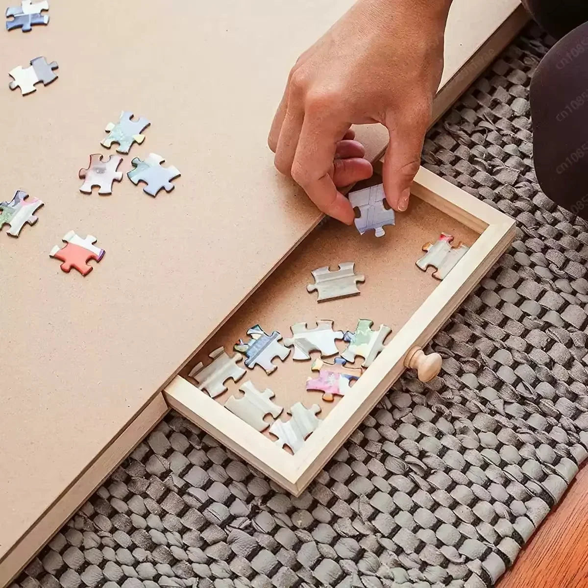 Puzzle Table Folding Wooden Four Drawers 1500-Piece Capacity