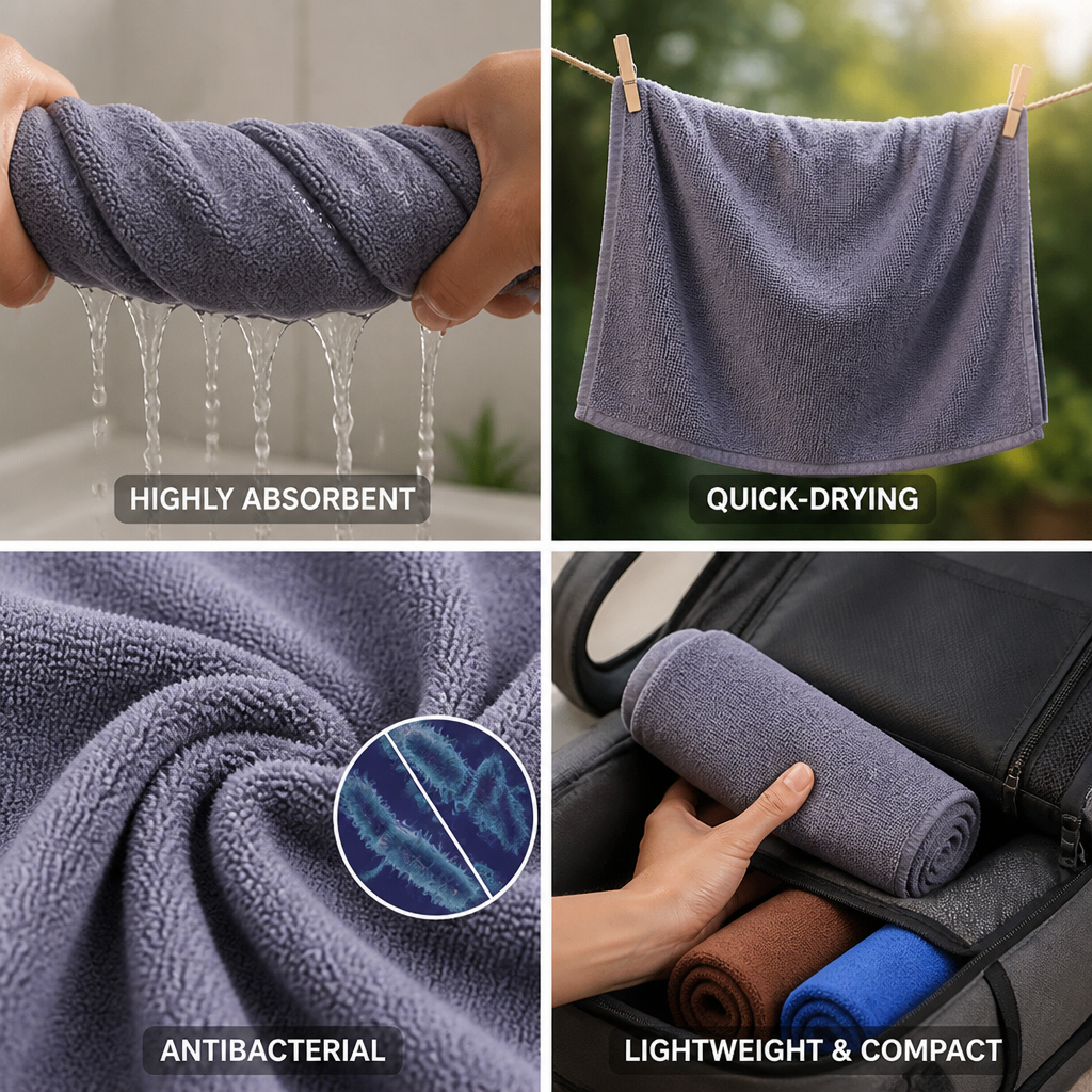 Quick-Dry & Antibacterial Microfiber Towel (Gym & Travel)
