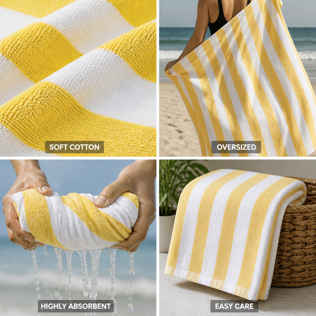 Quick-Drying Absorbent Cotton Beach Towel (Oversized)