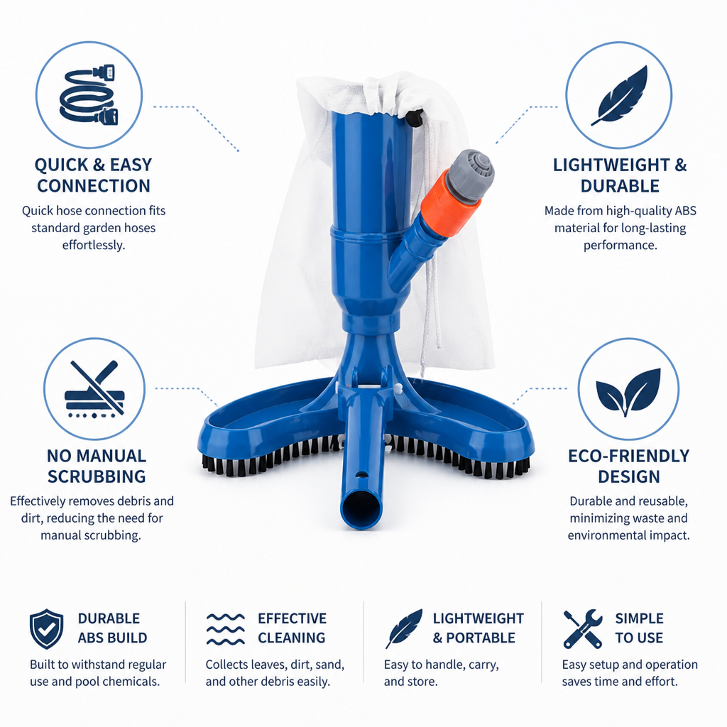 Quick Hose Connector & Lightweight ABS Pool & Pond Vacuum