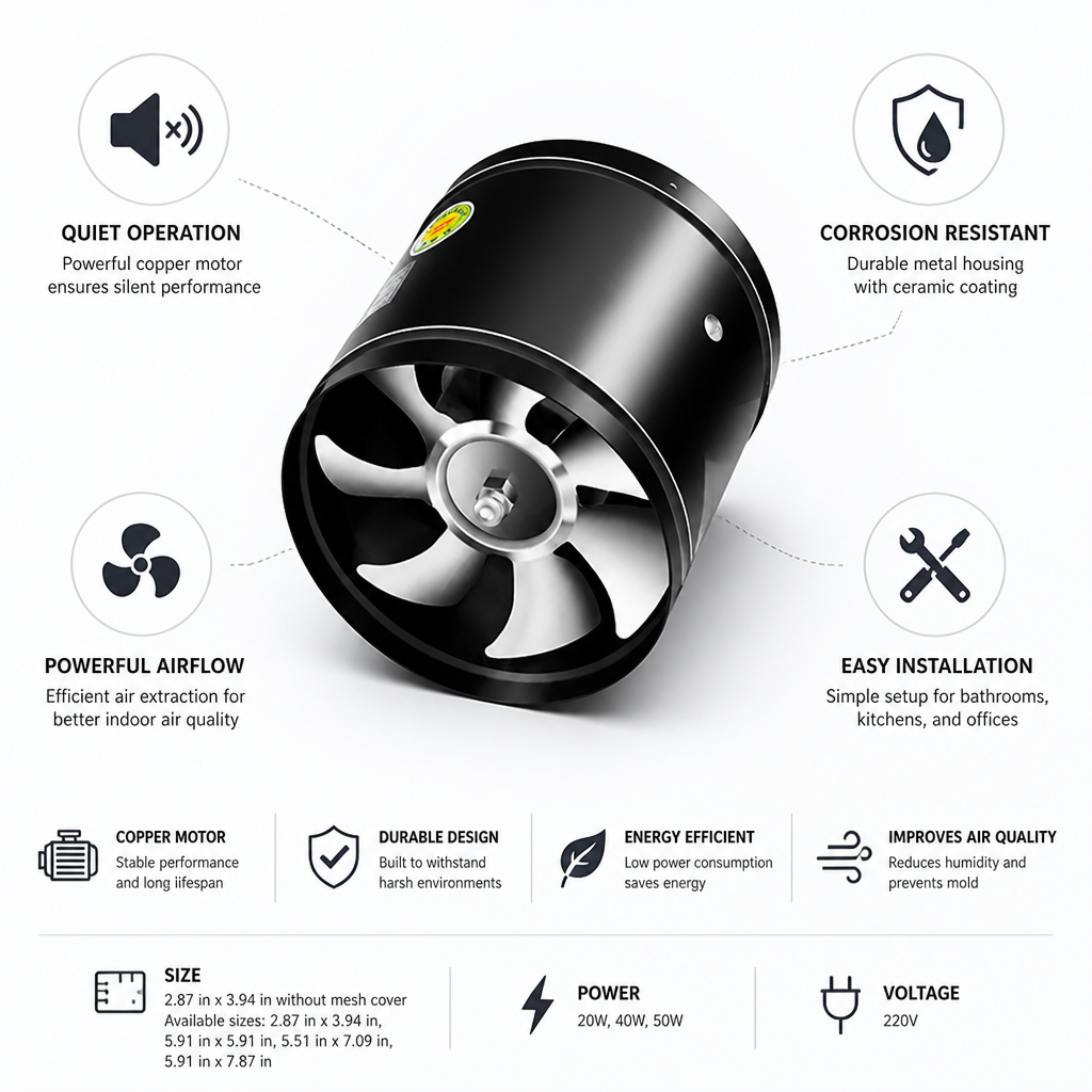 Quiet Copper Motor Corrosion-Resistant Exhaust Fan