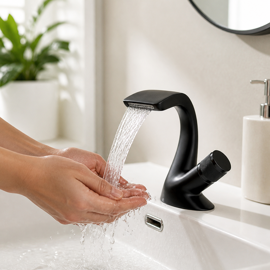 Quiet Waterfall Single-Lever Brass Basin Faucet