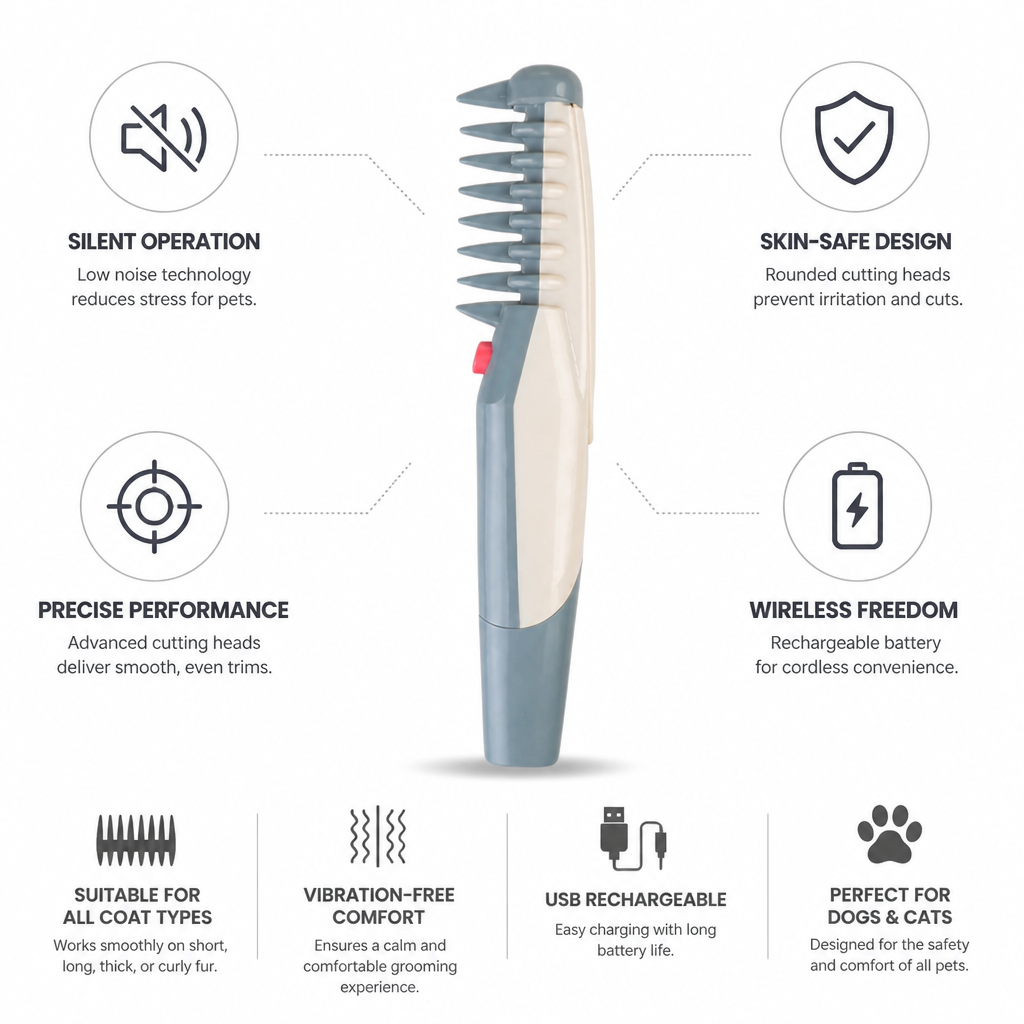 Quiet Wireless Skin-Safe Pet Trimmer (For Dogs & Cats)