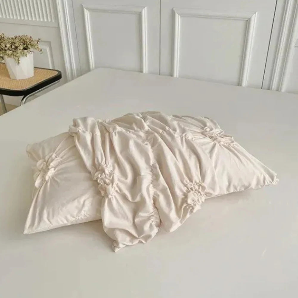 Quilt Cover Set Pleated Texture & Soft Floral Machine Washable
