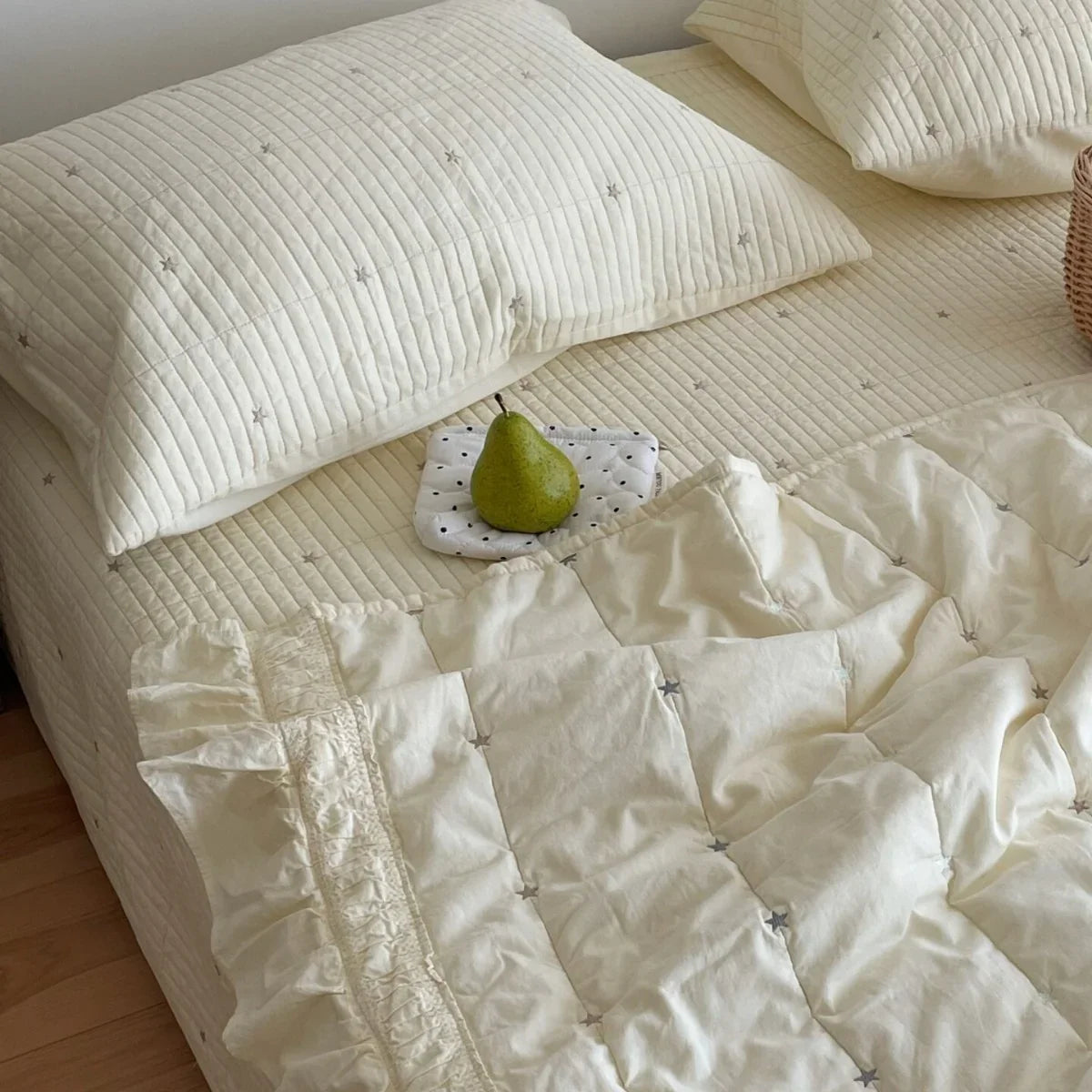 Quilted Bedspread Set Soft Cotton Blend Machine Washable