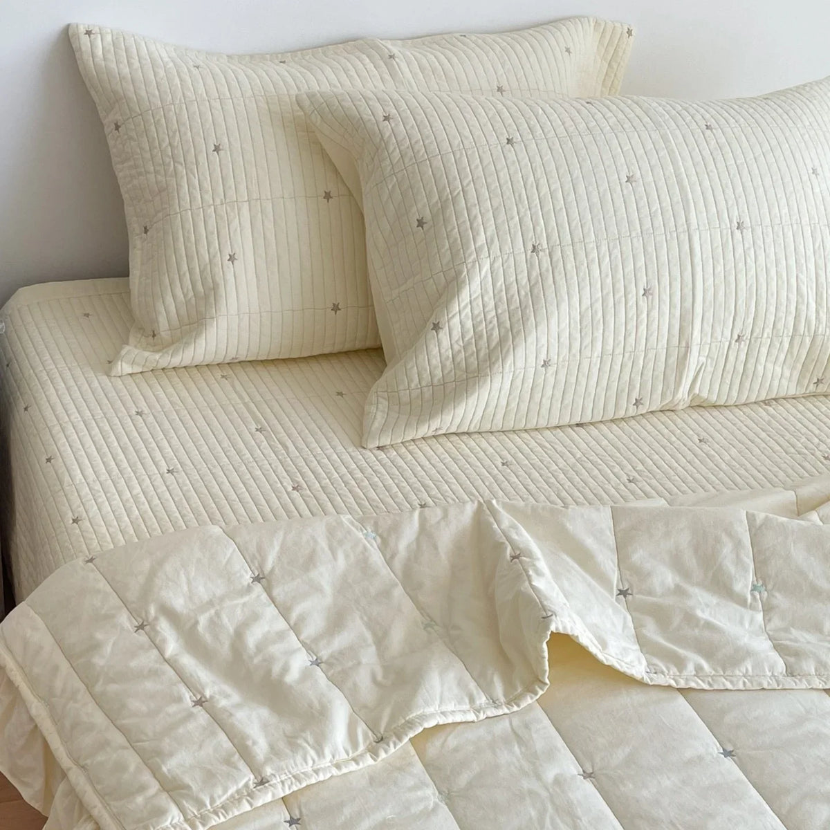 Quilted Bedspread Set Soft Cotton Blend Machine Washable