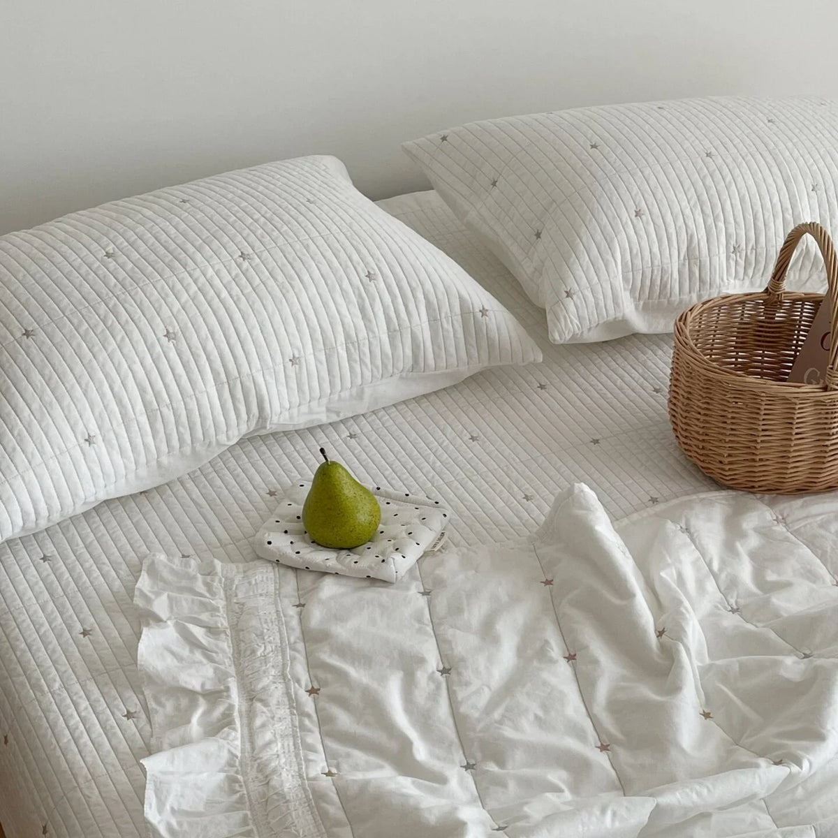 Quilted Bedspread Set Soft Cotton Blend Machine Washable