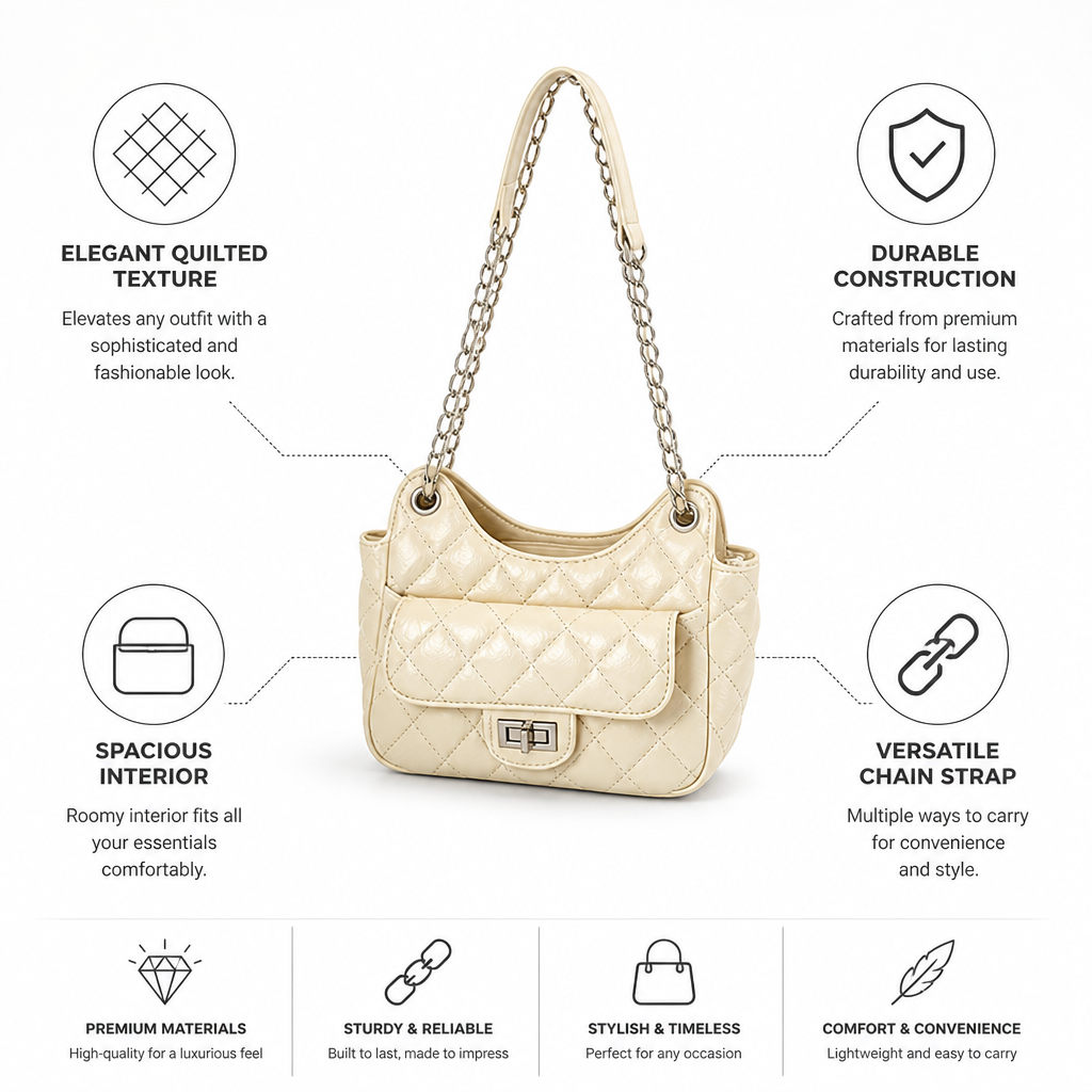 Quilted Chain Strap Evening Shoulder Bag