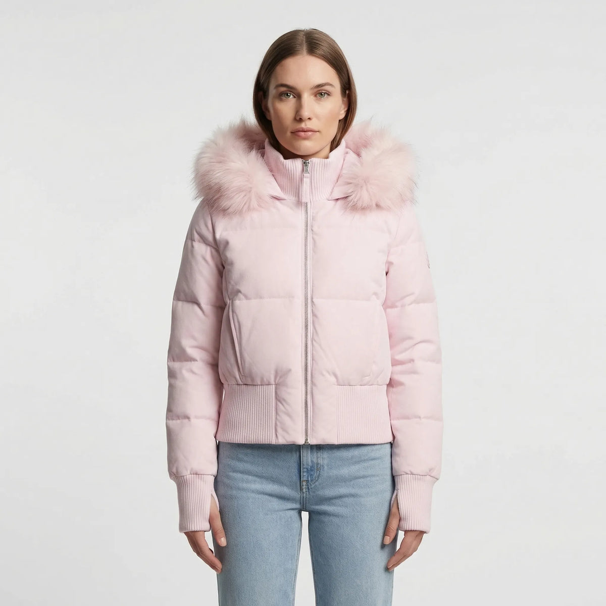Quilted Jacket Insulated Detachable Hood Faux Fur Trim