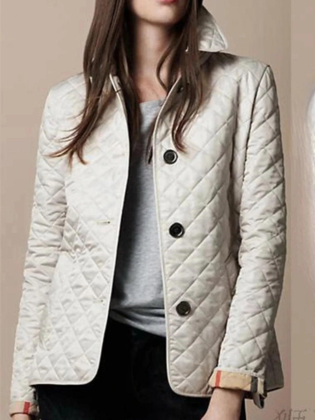 Quilted Jacket Lightweight Insulated Snap-Button Closure