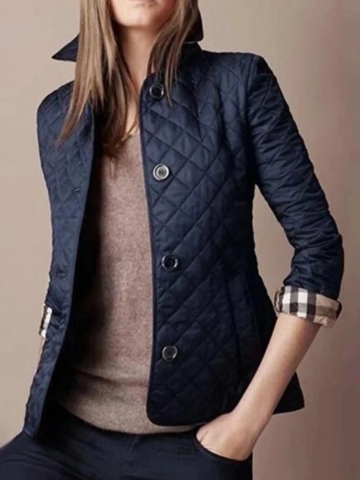 Quilted Jacket Lightweight Polyester Insulation Snap-Button Closure