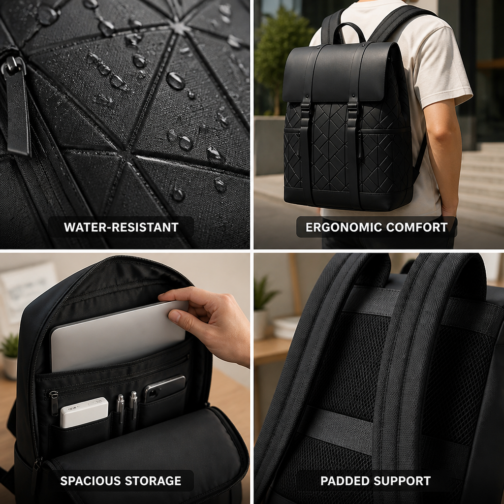 Quilted Water-Resistant Backpack (Padded Straps)