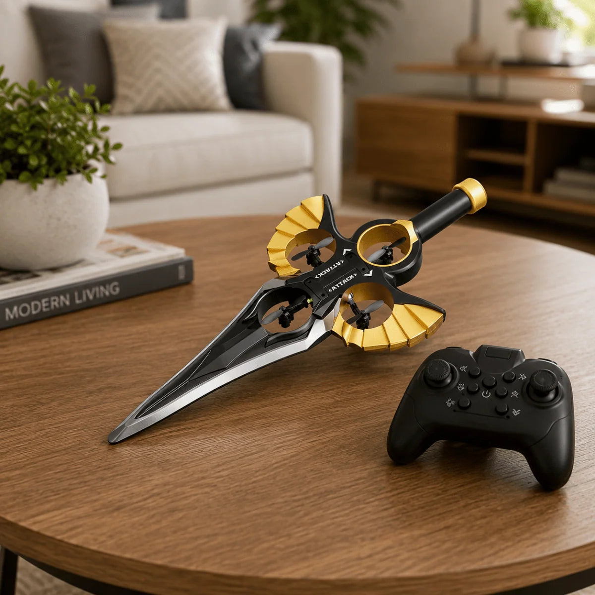 RC Drone Sword-Shaped 360° Rotation LED Lighting Rechargeable