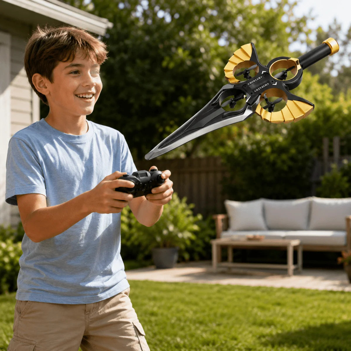 RC Drone Sword-Shaped 360° Rotation LED Lighting Rechargeable