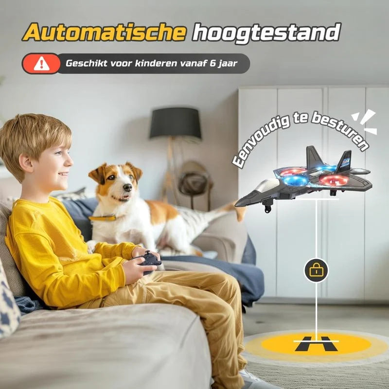 RC Fighter Jet Toy 360° Stunts LED Lights Shock-Resistant