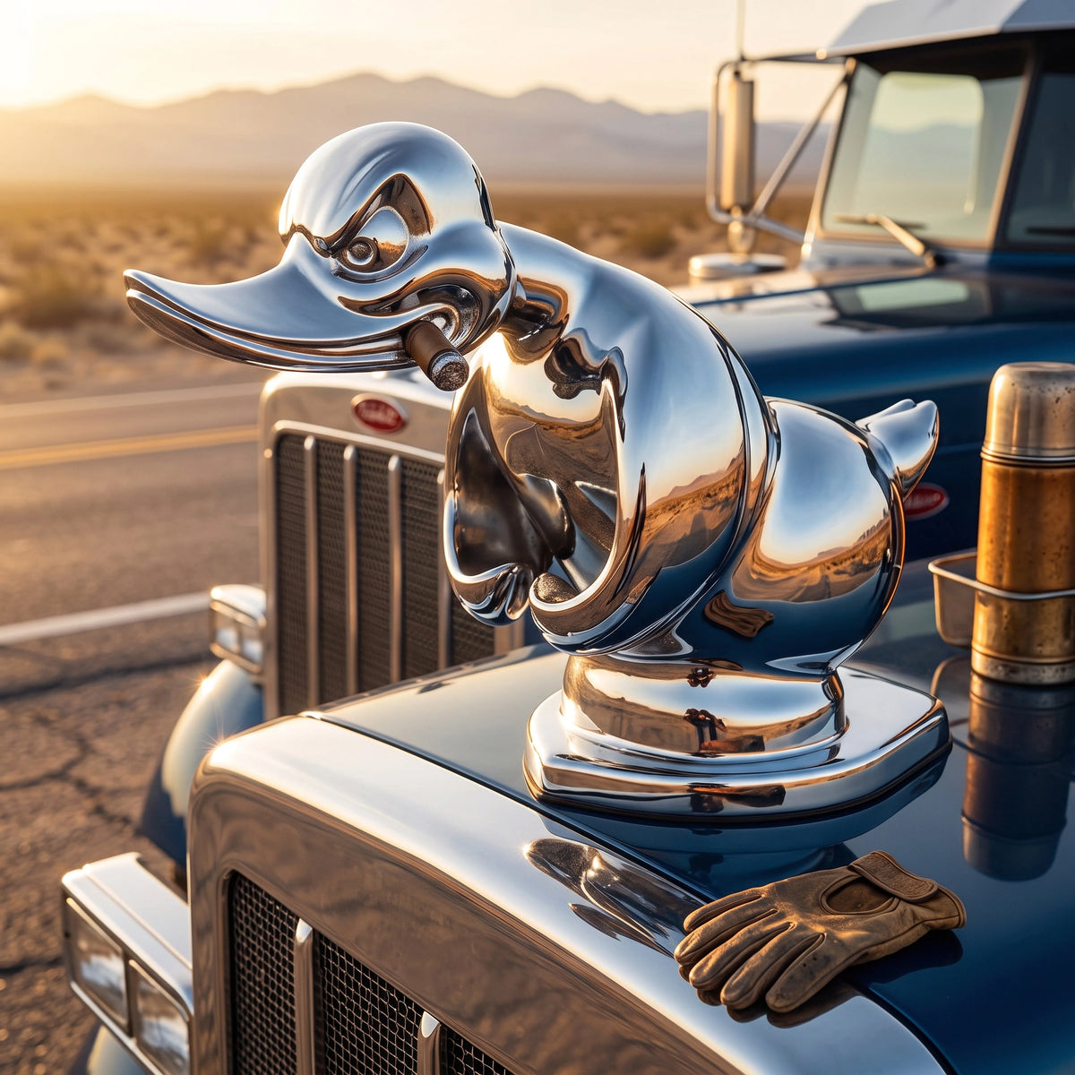 Radiator Emblem Chrome-Plated Duck Pin Mount Rubber Base