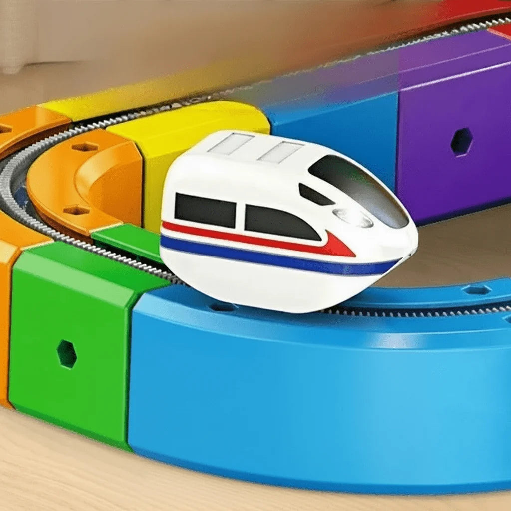 Railway Building Set Modular Tracks USB-Rechargeable Locomotive 51 Pieces