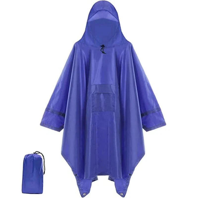 Rain Poncho Packable Drawcord Hood Side Snap Closure