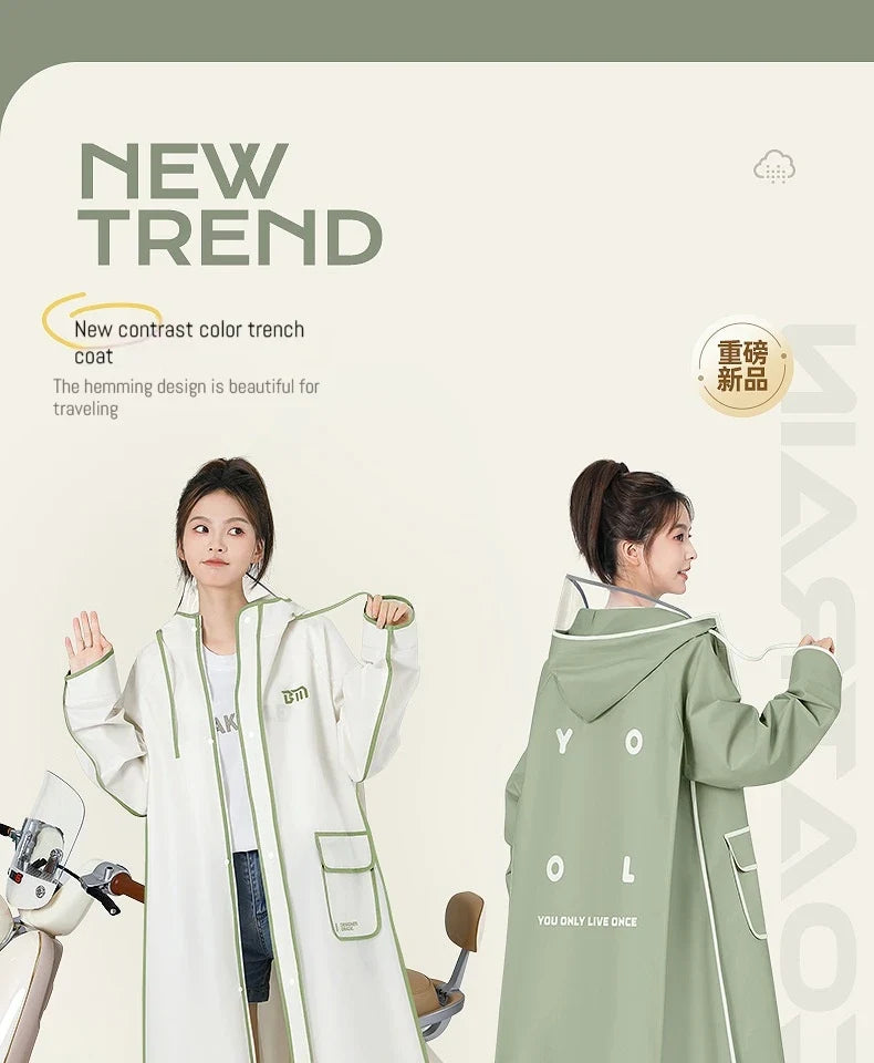 Raincoat Long Hooded Packable Clear Visor Backpack Room