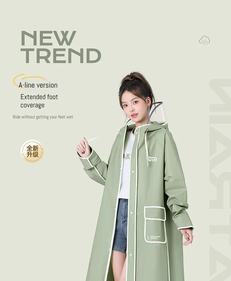 Raincoat Long Hooded Packable Clear Visor Backpack Room