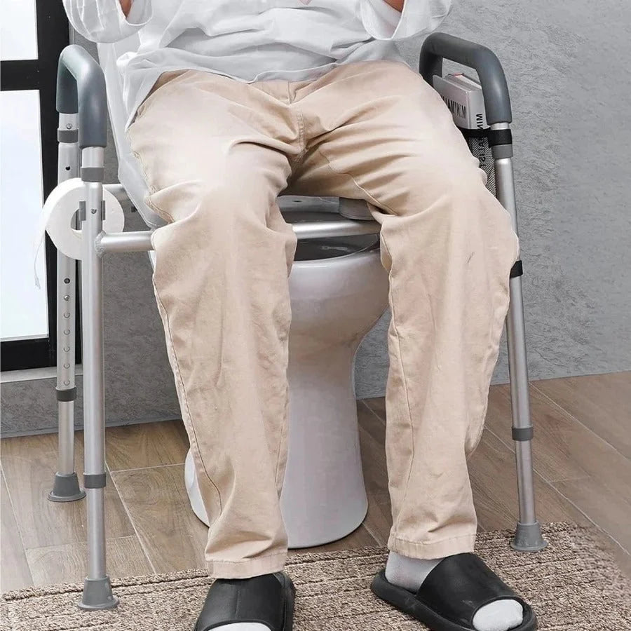 Raised Toilet Seat Adjustable Height Padded Armrests