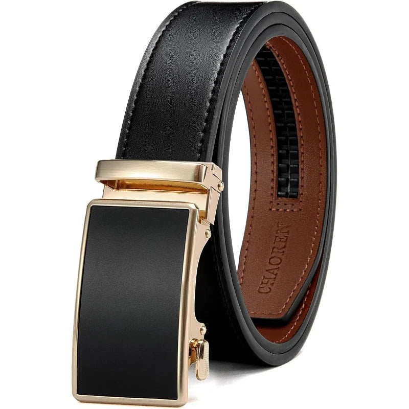 Ratchet Belt Full-Grain Leather 32-Position Micro-Adjustable