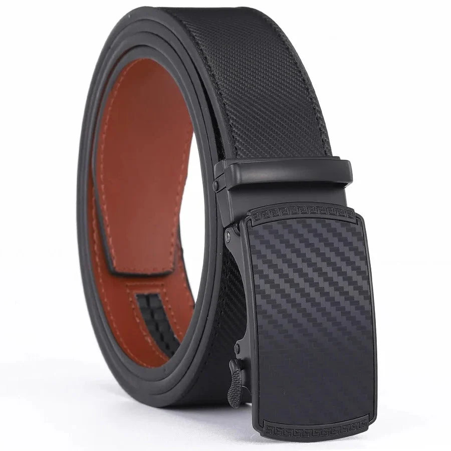Ratchet Belt Genuine Cowhide Quarter-Inch Adjustments Polished Buckle