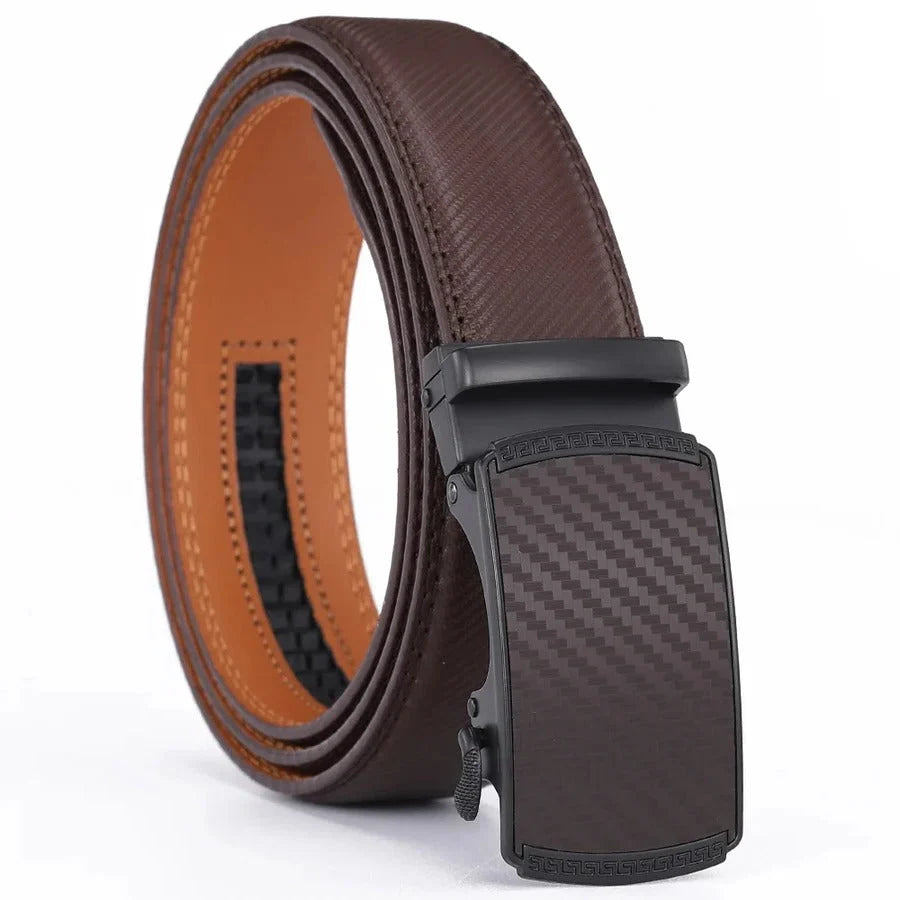Ratchet Belt Genuine Cowhide Quarter-Inch Adjustments Polished Buckle