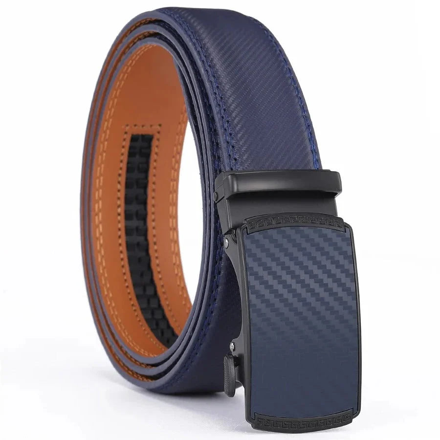 Ratchet Belt Genuine Cowhide Quarter-Inch Adjustments Polished Buckle