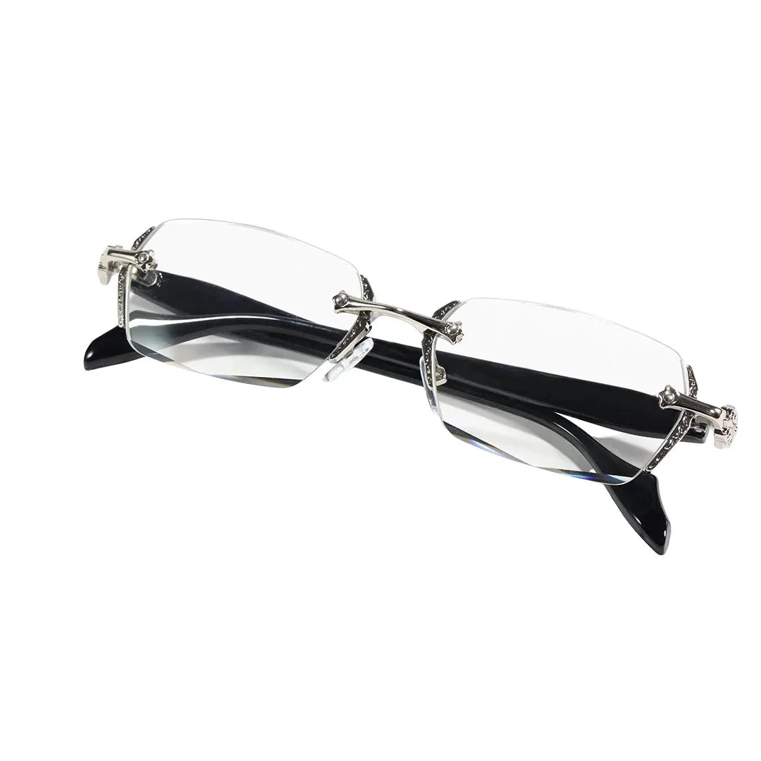 Reading Glasses Blue Light Filter Rimless Metal 2-Piece Set
