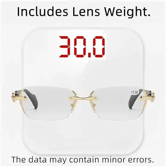 Reading Glasses Blue Light Filter Rimless Metal 2-Piece Set