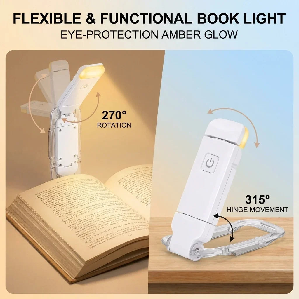 Reading Light Clip-On Adjustable Brightness USB Rechargeable