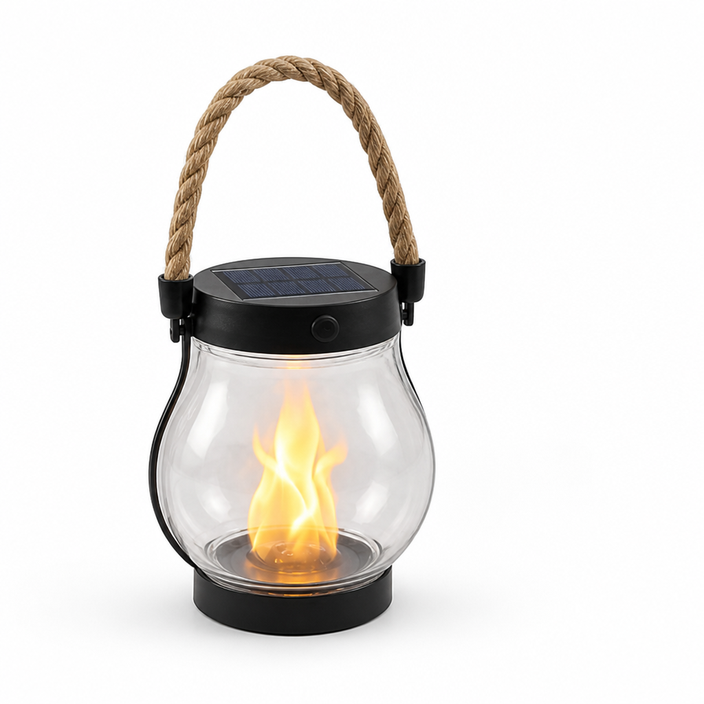 Realistic Flame Flicker Solar & USB-C Rechargeable Lantern