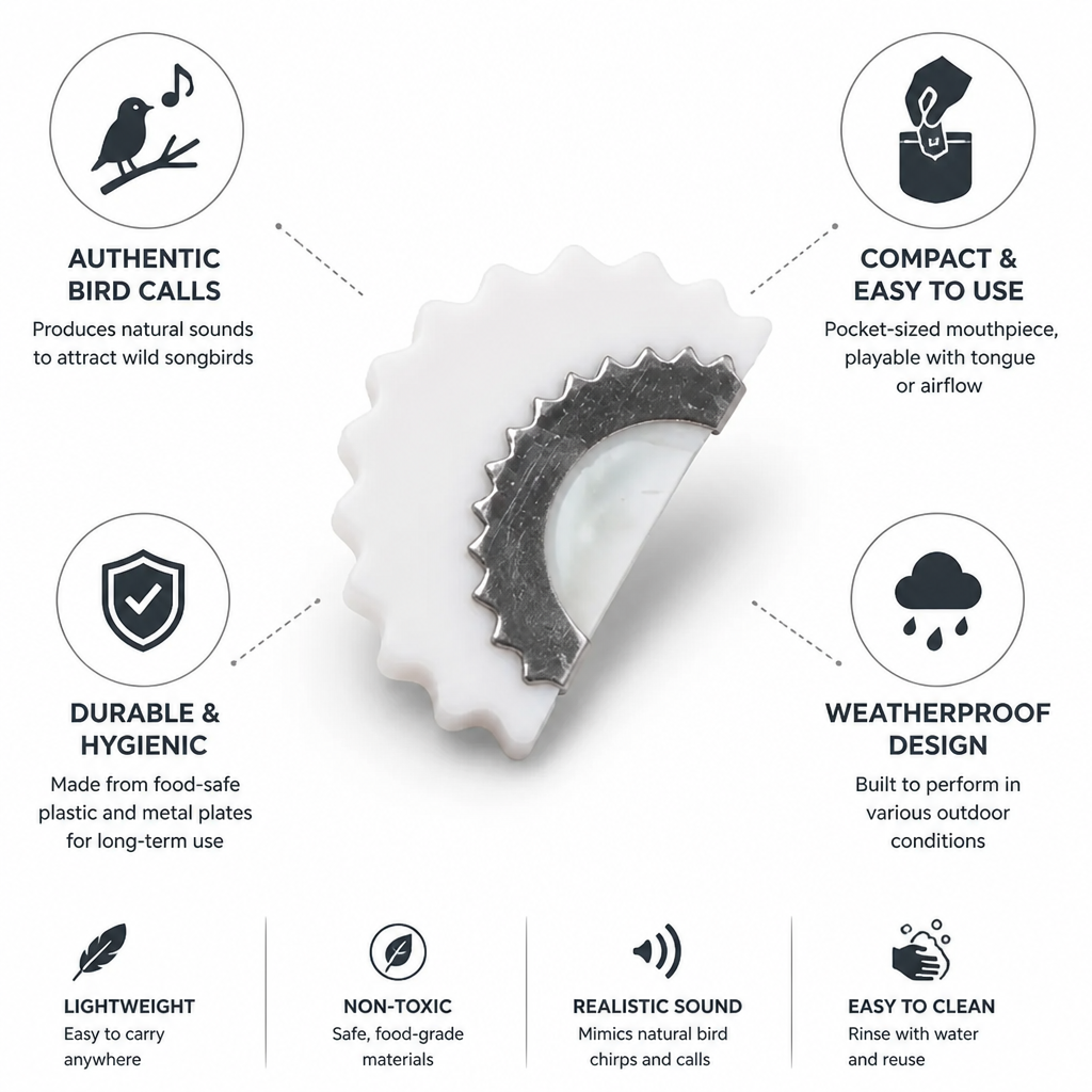 Realistic Pocket-Sized Weatherproof Bird Call Mouthpiece