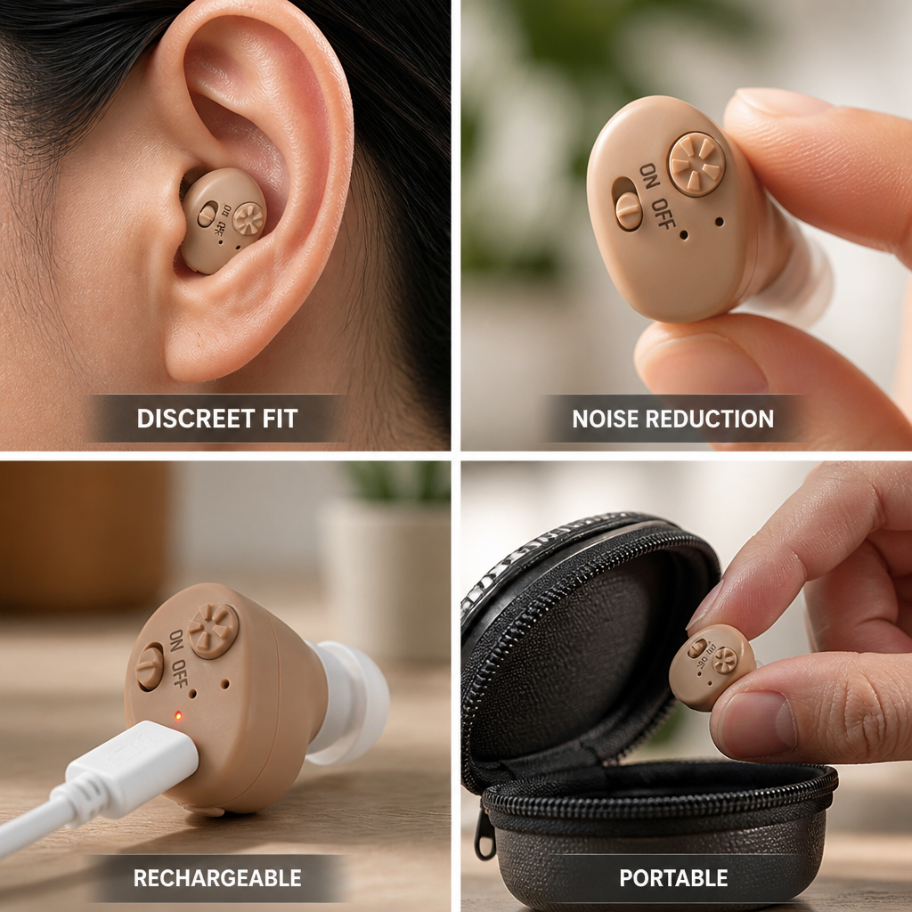 Rechargeable Noise-Reducing In-Ear Hearing Amplifier