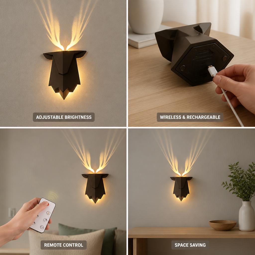 Rechargeable Wireless Dimmable Deer Wall Light