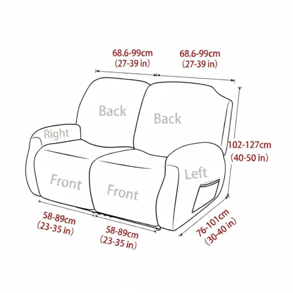 Recliner Cover Thick Padded With Cup Holders & Side Pockets