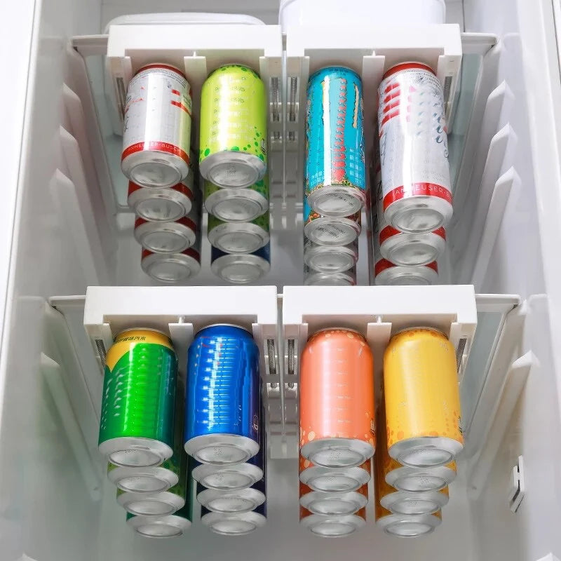 Refrigerator Can Organizer Adjustable Slide Rack Space-Saving