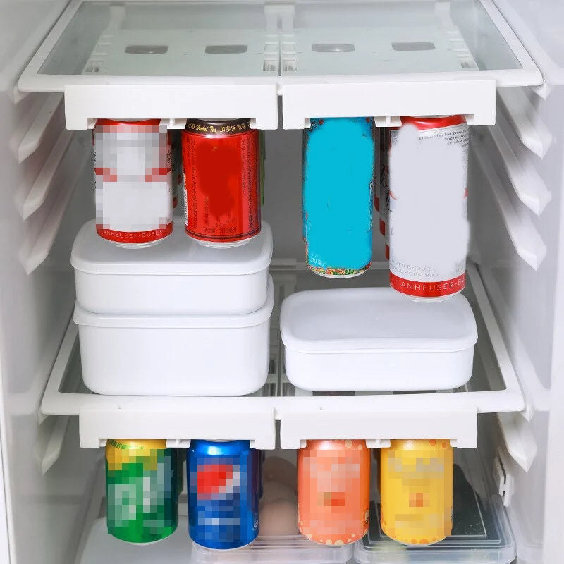Refrigerator Can Organizer Adjustable Slide Rack Space-Saving
