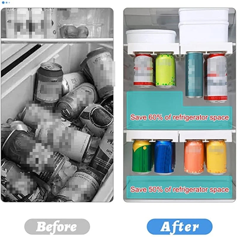 Refrigerator Can Organizer Adjustable Slide Rack Space-Saving