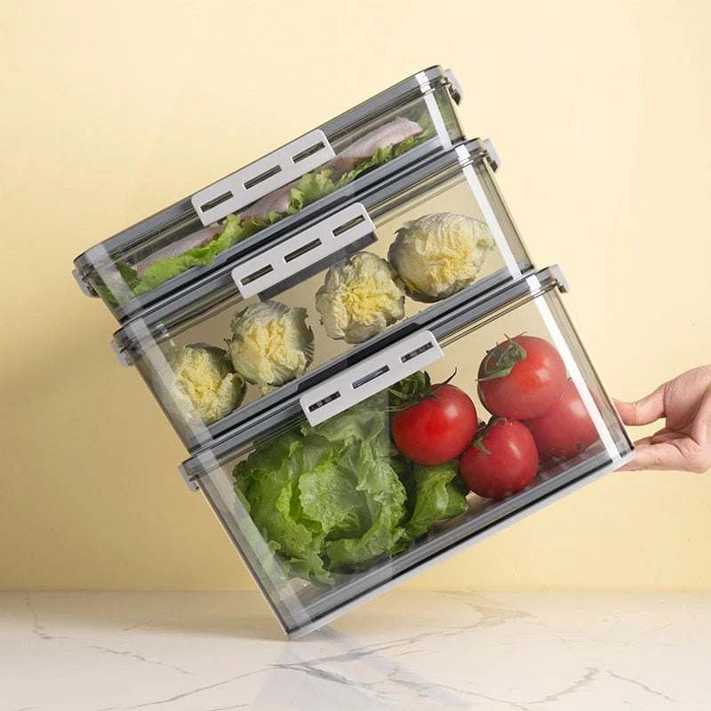 Refrigerator Storage Box Clear Plastic Opening Lid