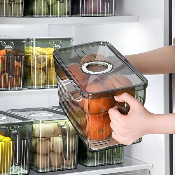 Refrigerator Storage Box Transparent Ventilated Lid Stackable